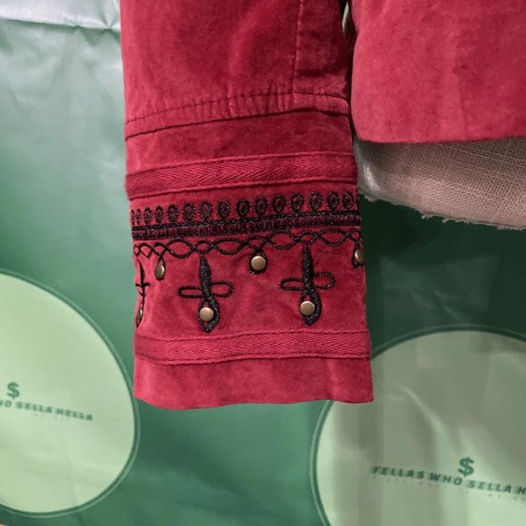 FREE PEOPLE crushed velvet heavyweight MILITARY style jacket in RIO RED sz S-NWT - Picture 8 of 15